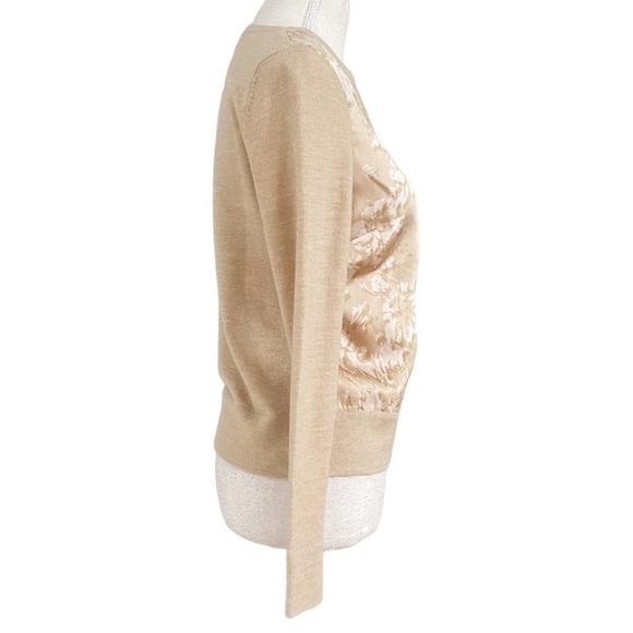 LORD & TAYLOR EXTRA FINE MERINO WOOL SILK BEIGE SOFT PINK KNIT CARDIGAN - XS - Picture 2 of 9